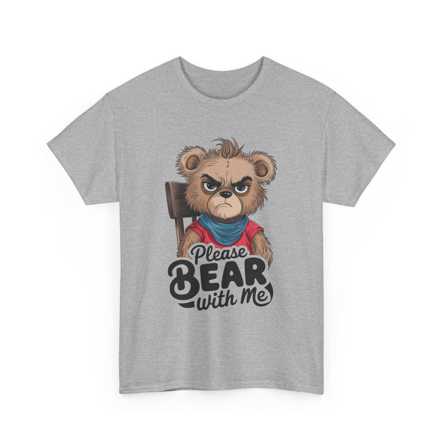 Grumpy Bear Graphic Tee – Please Bear With Me Shirt – Funny Animal T‑shirt – Sarcastic Humor Gift – Cute Bear Meme Art Tee