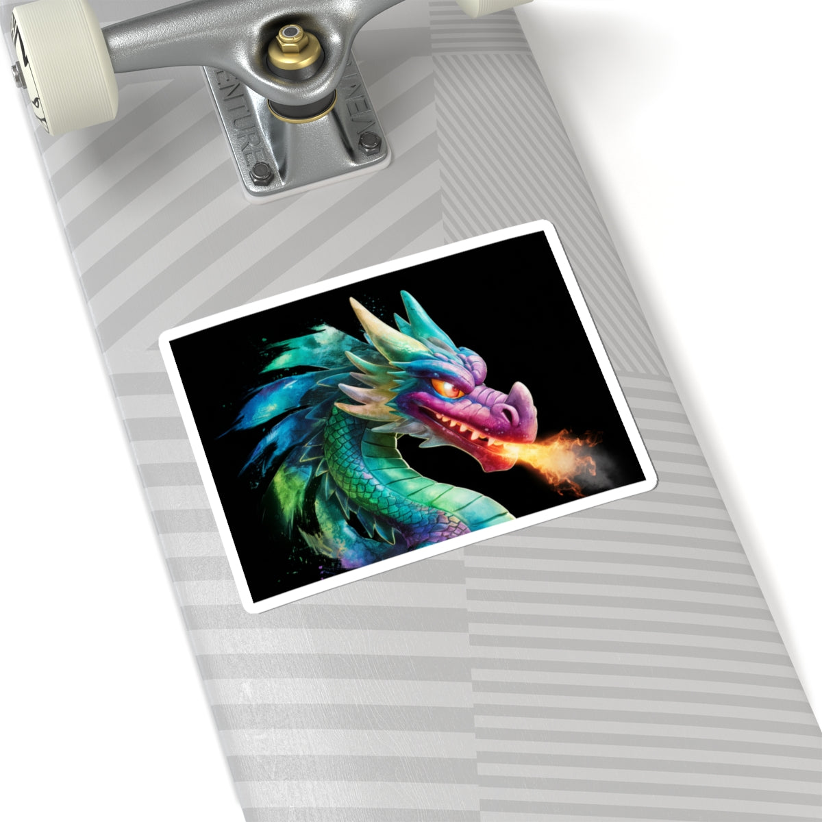 Colorful Fire Dragon Sticker - Waterproof Vinyl Kiss‑Cut Mythical Dragon Decal for Laptop, Skateboard & Water Bottle - Fantasy Art Gift
