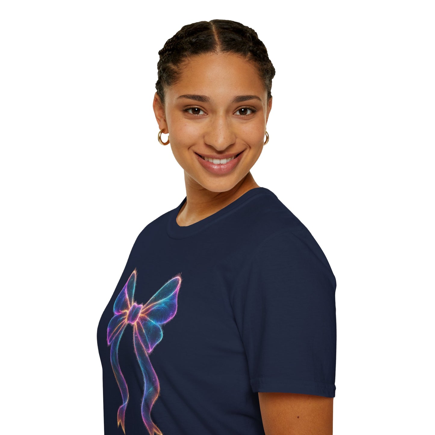Neon Bow Coquette T-Shirt | Aesthetic Ribbon Graphic Tee | Y2K Coquette Style Shirt | Cute Trendy Gift for Women | Fashion Bow Tee
