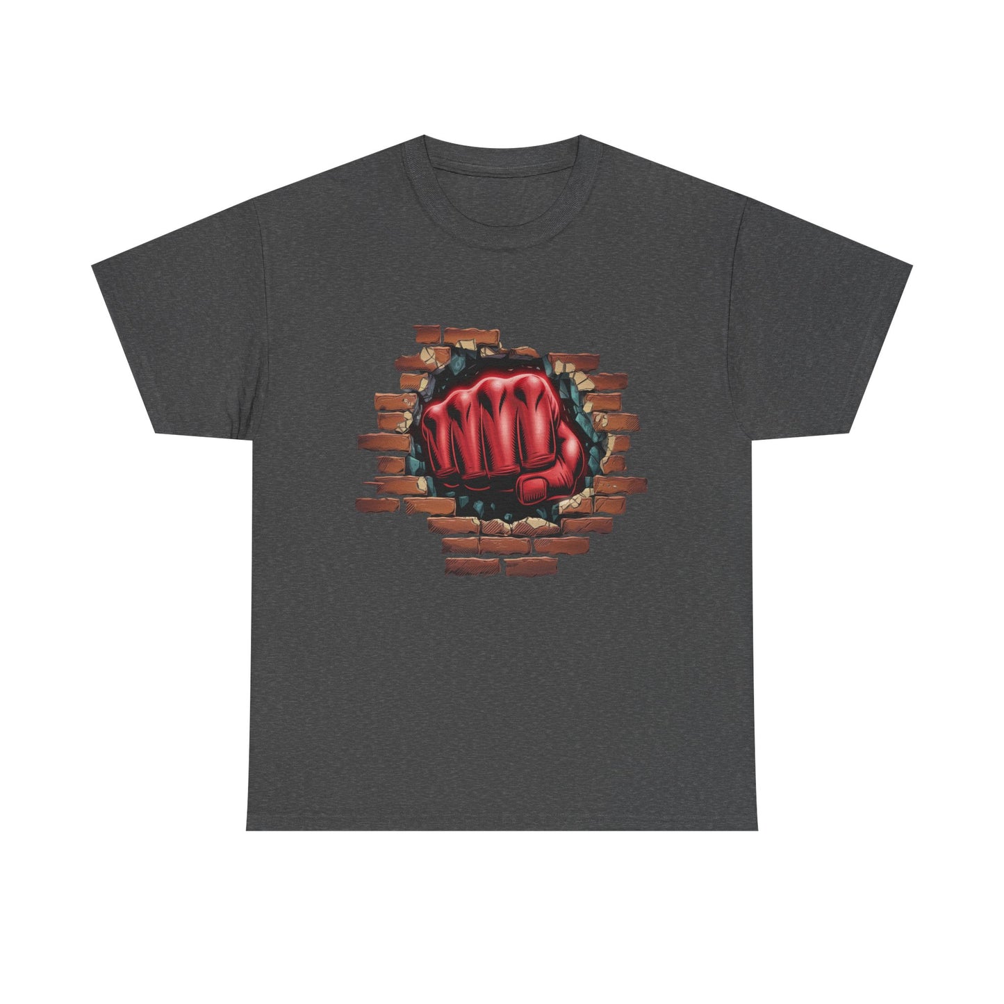 Impact Fist Graphic T-Shirt – Punch Through Brick Wall Design | Bold Streetwear Tee for Fighters, Gym & Edge-Lovers