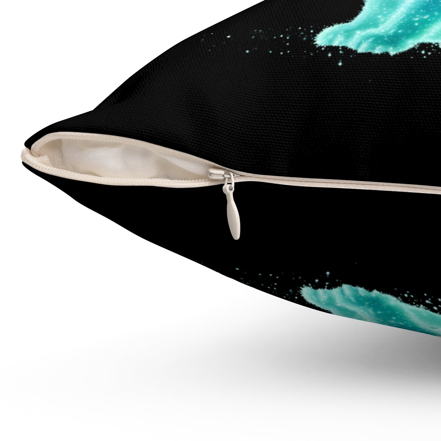 Square Pillow with Bioluminescent Easter Bunny Design