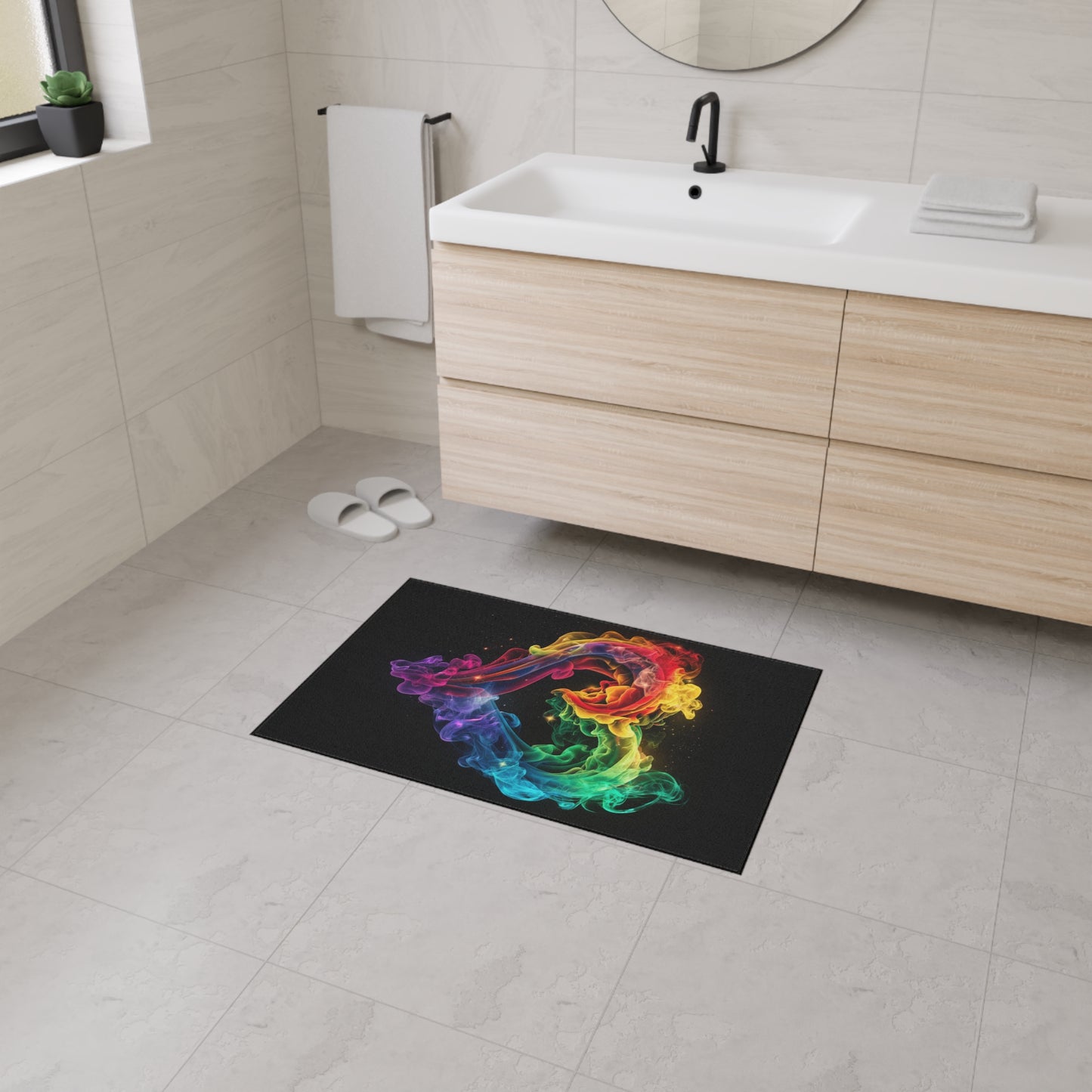 Floor Mat - Colorful Heart Shaped Smoke Design