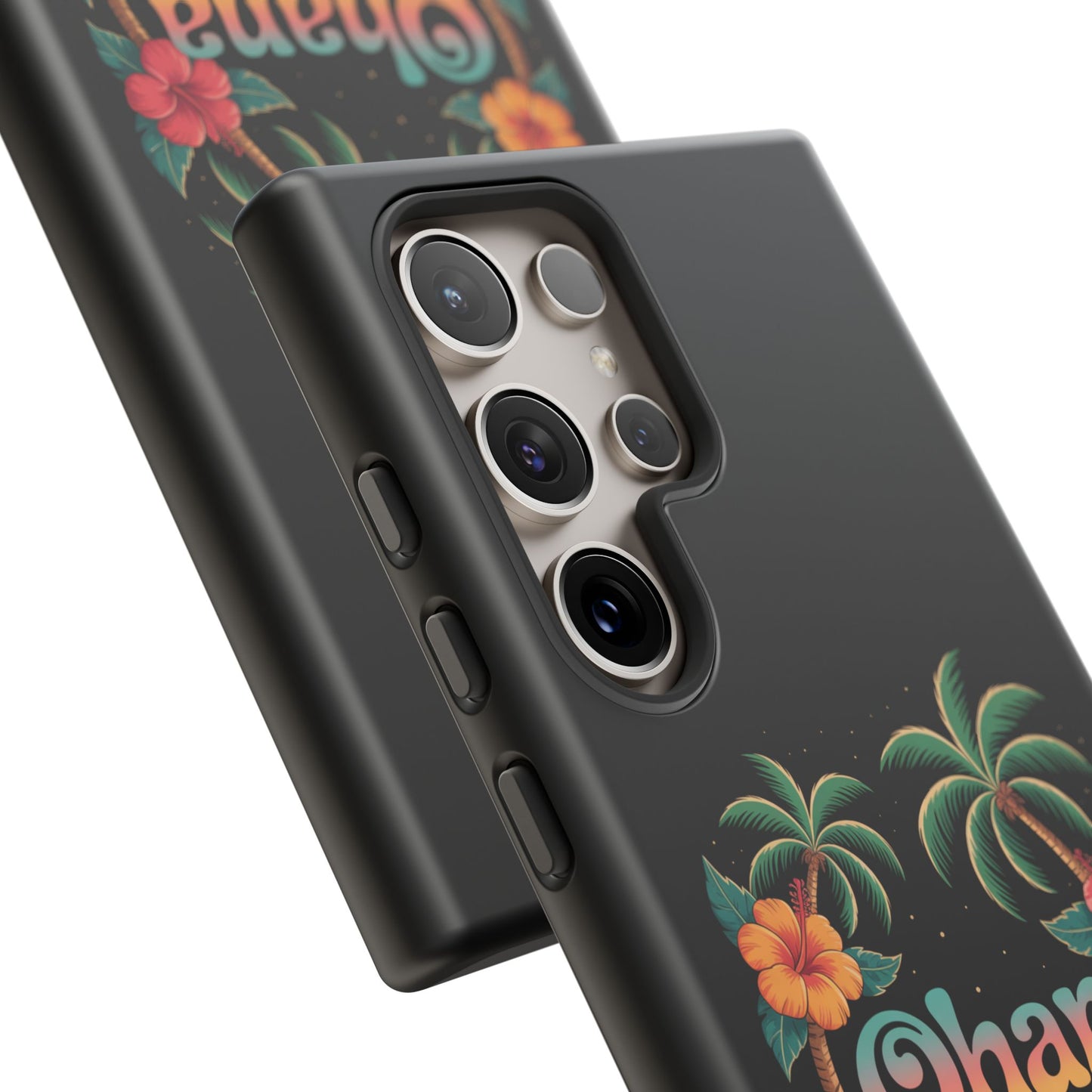 Tropical Ohana Samsung Case - Summer Beach Phone Cover - Hawaiian Palm & Hibiscus Design - Rugged & Glossy Protector for Galaxy