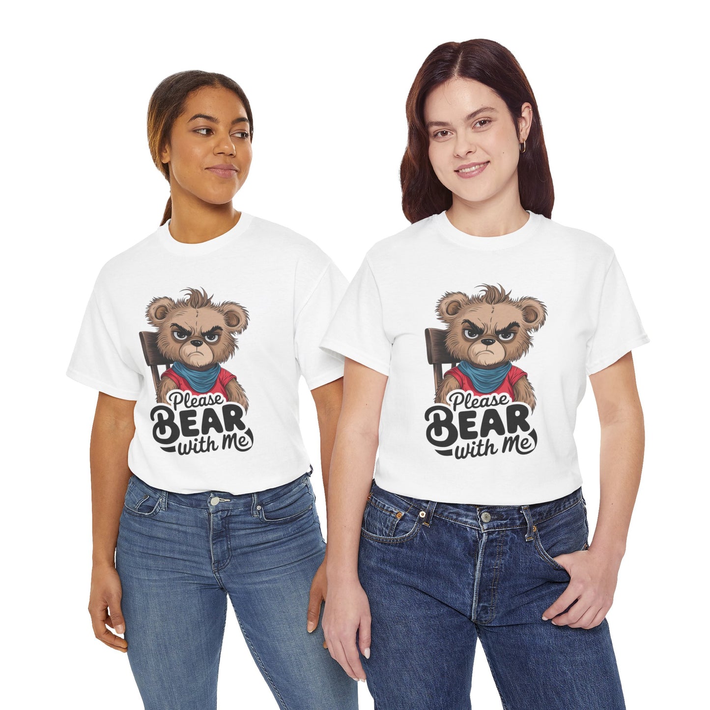 Grumpy Bear Graphic Tee – Please Bear With Me Shirt – Funny Animal T‑shirt – Sarcastic Humor Gift – Cute Bear Meme Art Tee