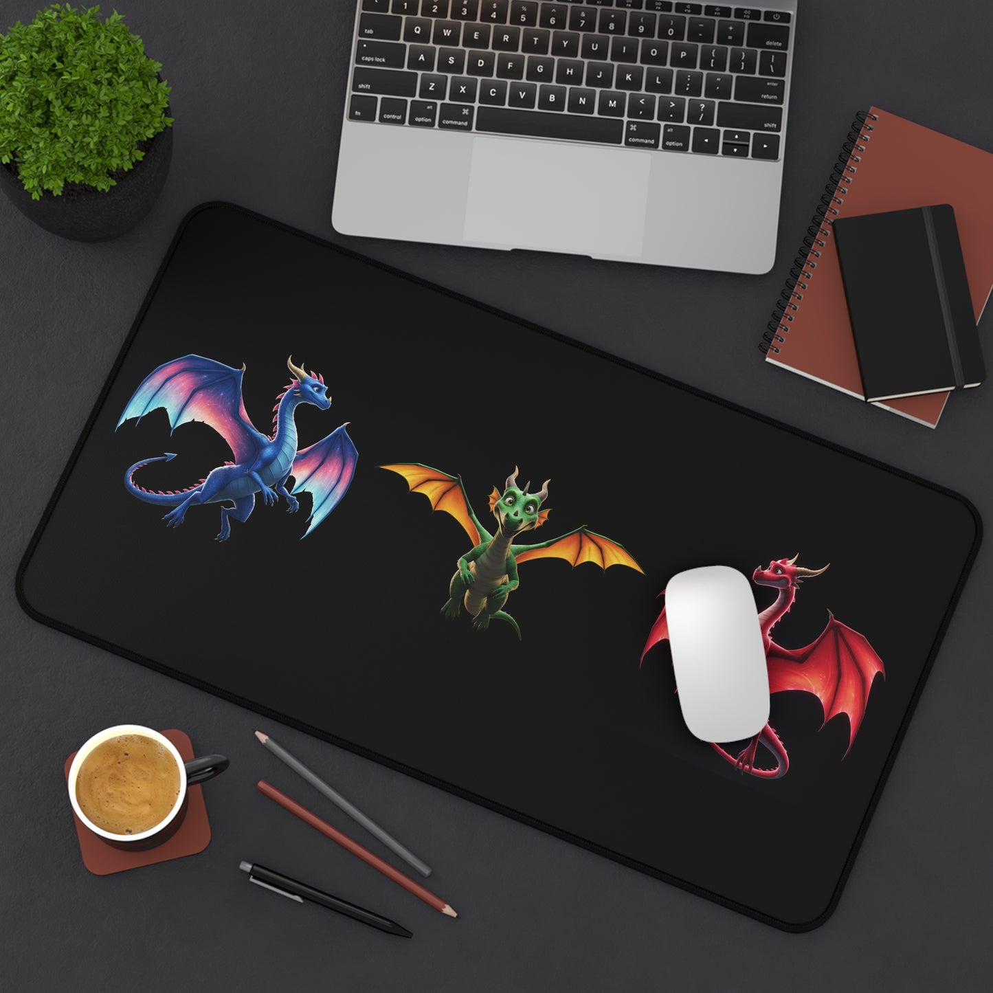 Fantasy Dragon Desk Mat - XL Gaming Mouse Pad with Cute Colorful Dragons - Gamer Gift, Office Decor, Anime Desk Mat