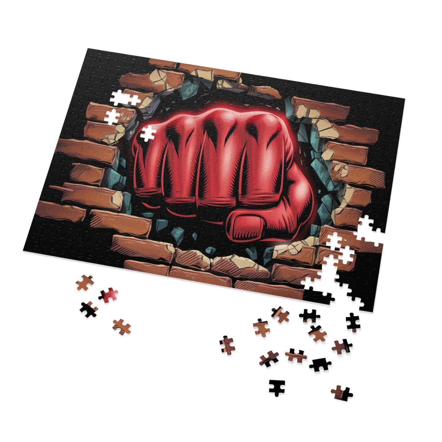 Jigsaw Puzzle - Red Fist Smash Design