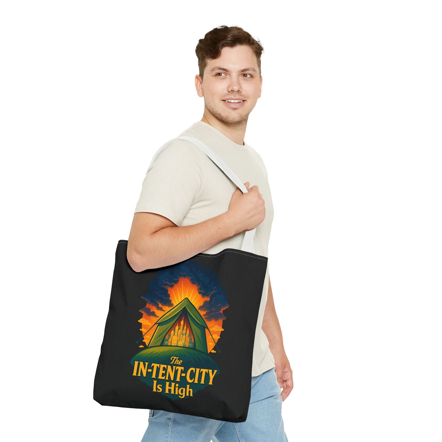 City Tent Tote Bag, The In-Tent-City Is High Funny Bag Intensity Tote Everyday Carry