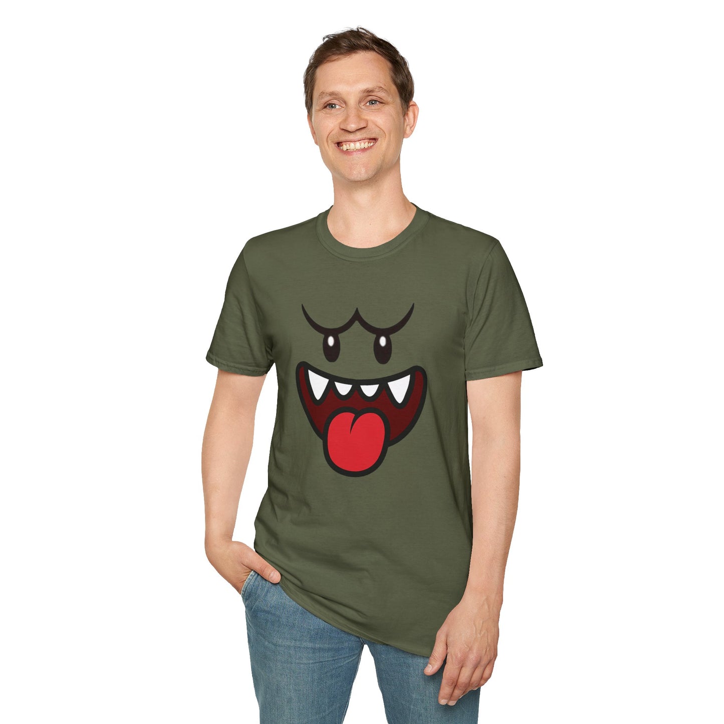 Ghost Face Graphic T-Shirt – Funny Spooky Cute Retro Halloween Tee, Y2K Nostalgia Bold Design, Soft Cotton, Fall Gift Shirt