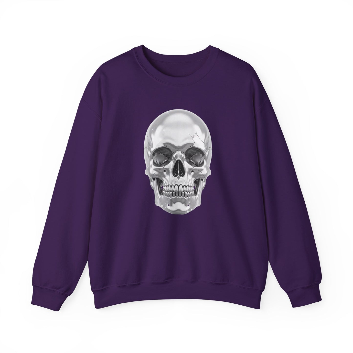 Silver Skull Sweatshirt, Gothic Skull Crewneck, Retro Skull Sweatshirt, Vintage Skull Graphic, Halloween Rock Pullover
