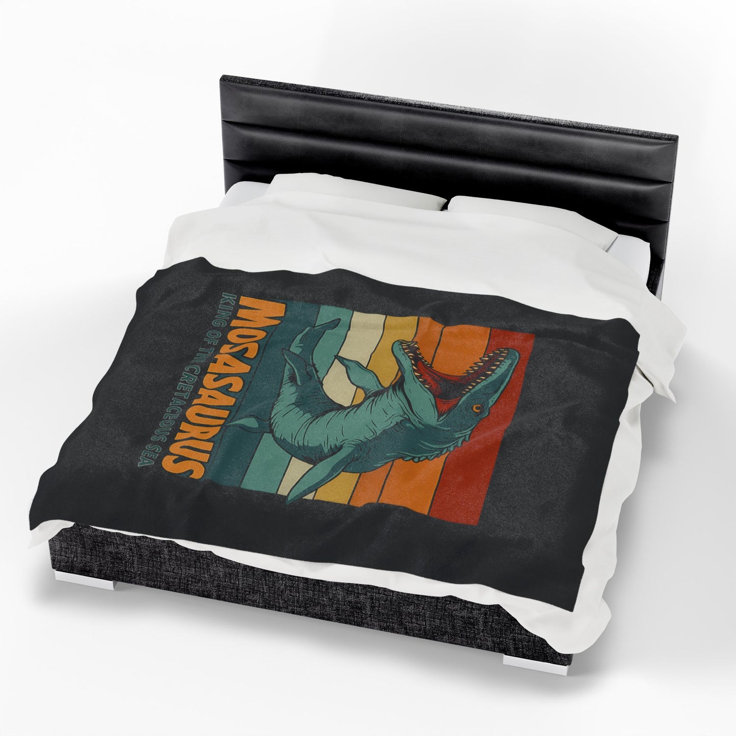 Mosasaurus Dinosaur Blanket - 100% Polyester Fleece Throw, Retro Sea Monster Bedding, Dinosaur Gift for Kids and Adults, Cozy Bed Decor
