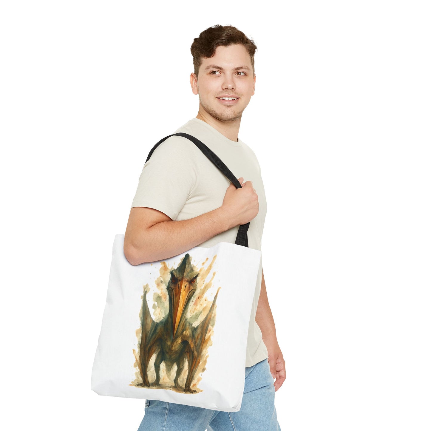 Quetzalcoatlus Tote Bag | Dinosaur Art Canvas Shopper | Prehistoric Pterosaur Gift for Dino Lovers | Eco-friendly Reusable Bag Jurassic Tote
