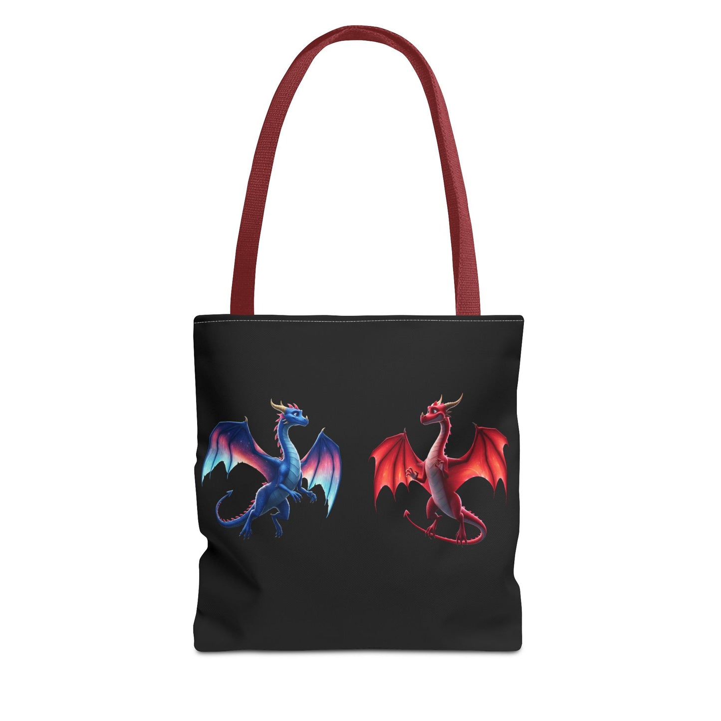 Double-Sided Fantasy Dragon Tote Bag - Cute Green & Blue-Red Dragons, Eco Canvas Book Lover Gift, Reusable Shopping Tote