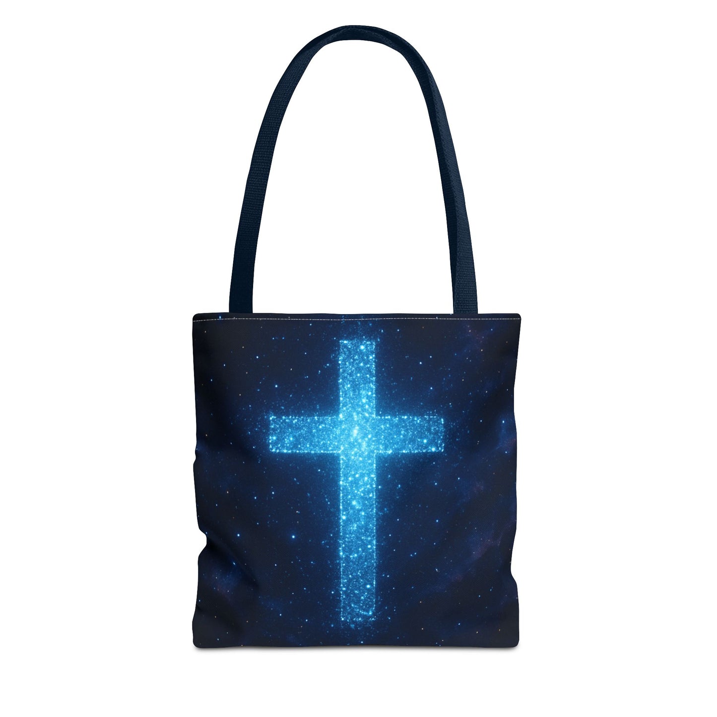 Sparkling Cross Tote Bag - Inspirational Blue Cosmic Bag Christian Tote Spiritual Bag Inspirational Tote Bag