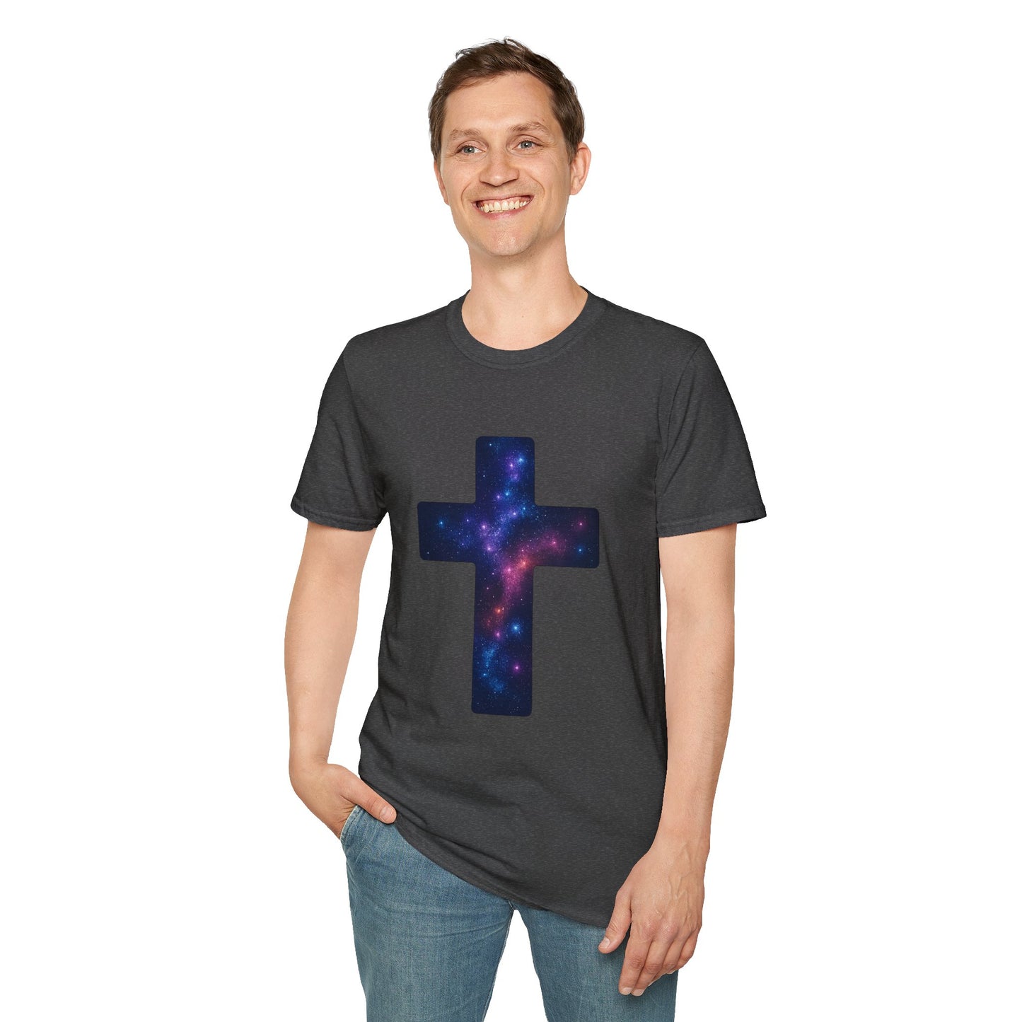 Galaxy Cross Graphic Tee | Celestial Christian Shirt, Spiritual Universe Cross T-Shirt, Faith & Astronomy Gift for Women & Men, Space Aesthetic