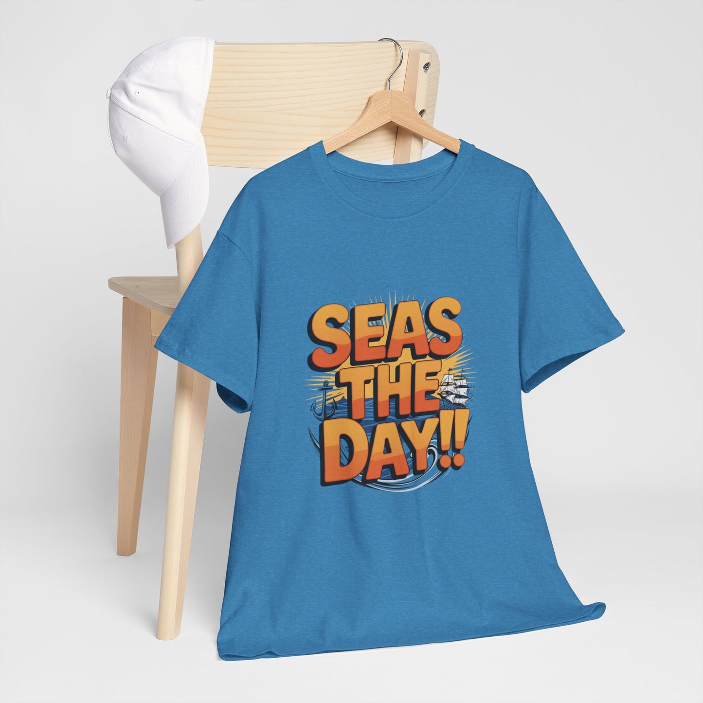 Seas The Day!! Tee • Ocean Pun Graphic Shirt • Comfort Colors Unisex Beachy Vibes • Nautical Aesthetic • Gift for Sea Lovers & Summer Vacays