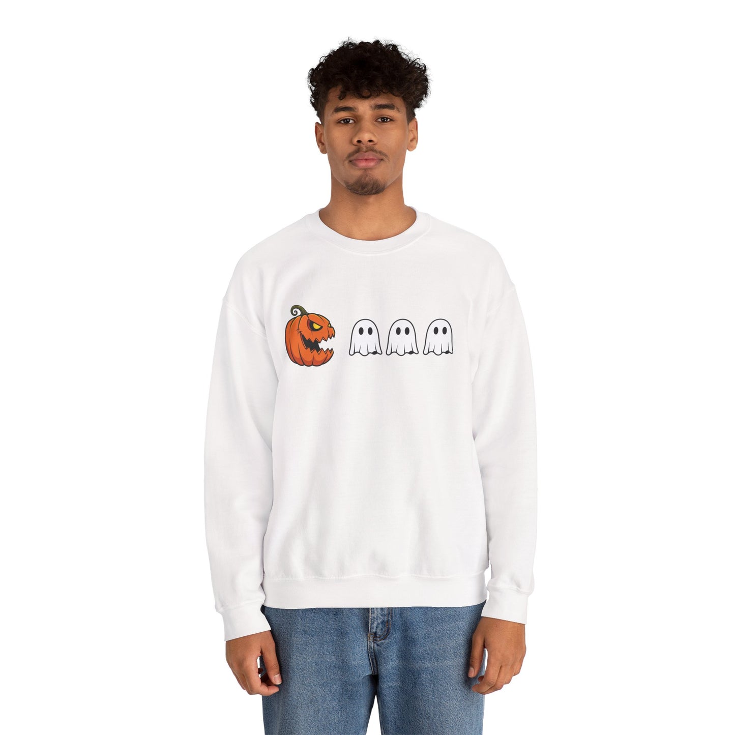 Pumpkin Ghost Sweatshirt, Funny Halloween Crewneck, Spooky Ghost Sweater, Cute Pumpkin Sweatshirt, Fall Outfit, Scary Face Sweatshirt
