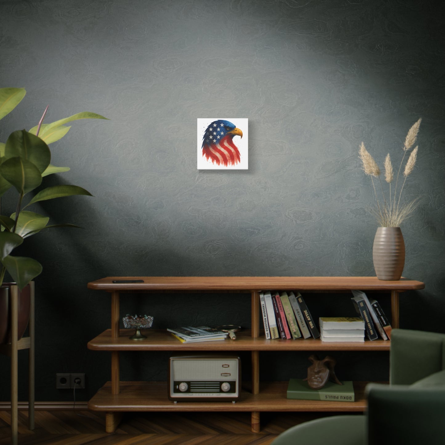 Patriotic Eagle Canvas Wall Art - American Flag Eagle Print - 4th of July Decor, USA Home and Office Gift - Ready to Hang Canvas Art