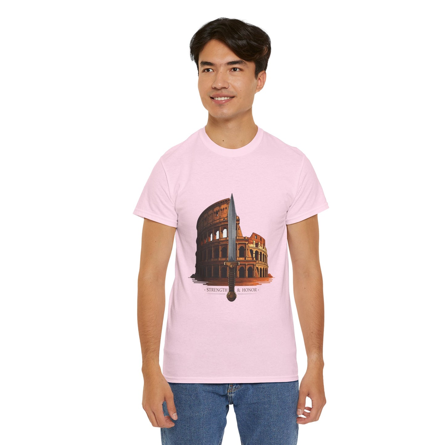Strength & Honor Gladiator Shirt – Roman Colosseum Sword Graphic Tee – Ancient Rome History T-Shirt for Gladiator & Travel Fans