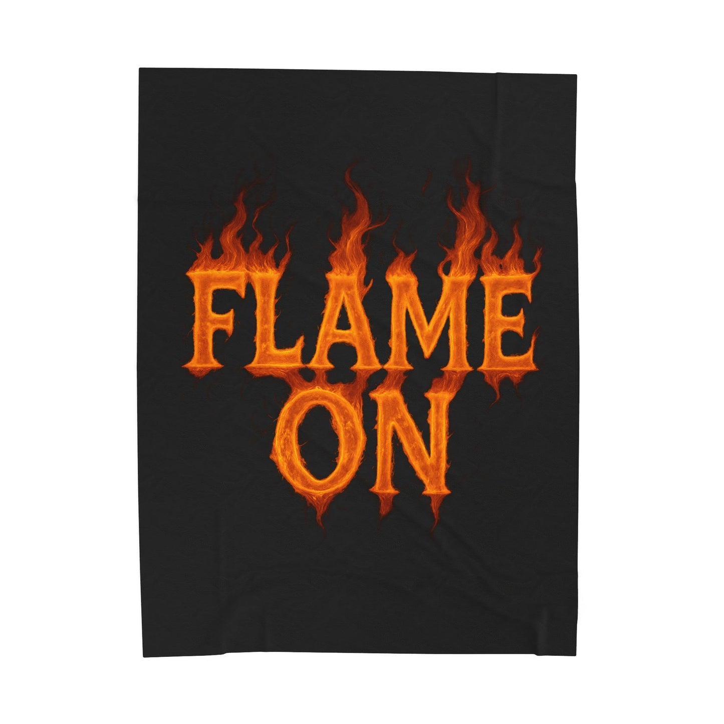 Flame On Fire Typography Blanket - Bold Flame Text Fleece Throw for Comic Fans, Cozy Fire Aesthetic Decor, Hero-Inspired Bedding Gift