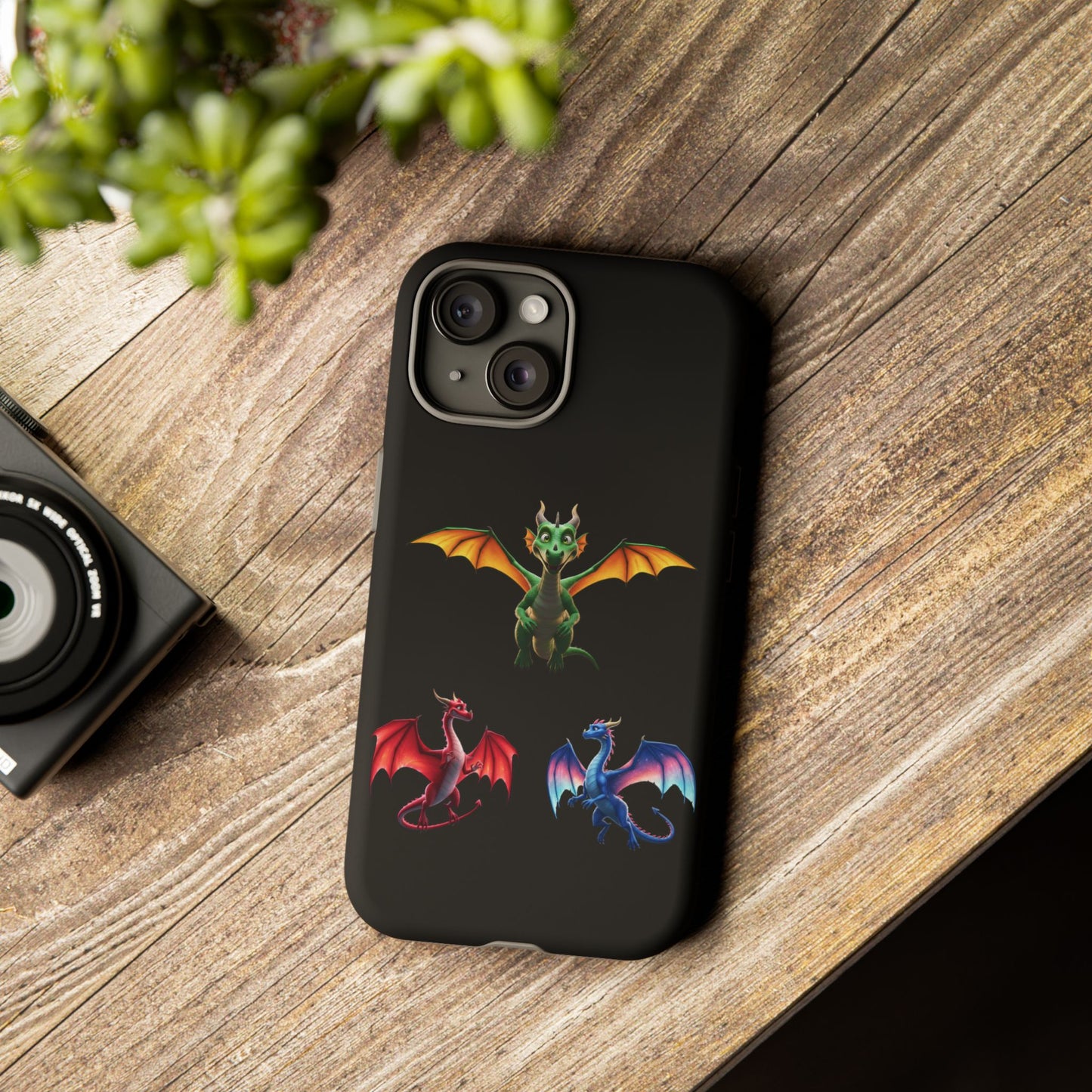 Vibrant Fantasy Dragon iPhone Case - Tough Armor Cover for iPhone 15/14/13 - Colorful Mythical Wings Gift for Dragon Lovers
