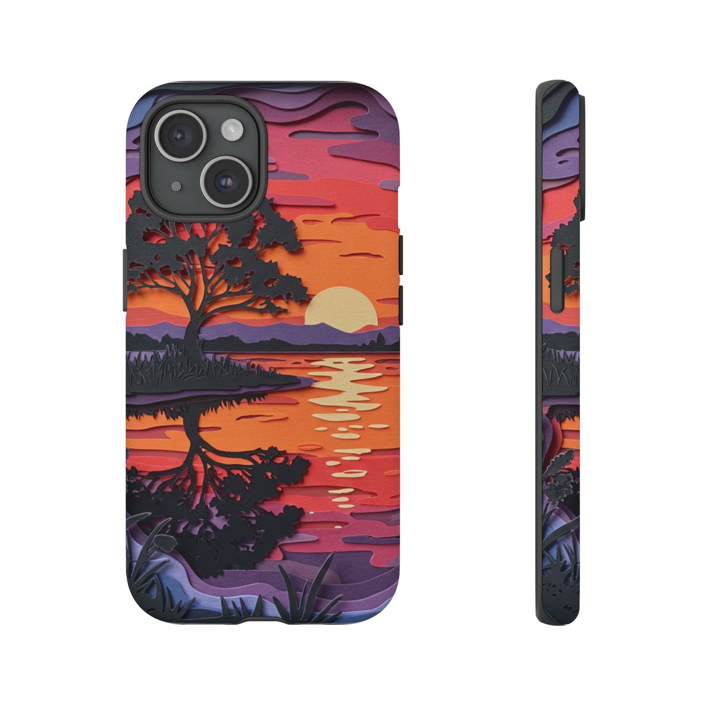 iPhone Case - Colorful Paper Art Sunset Design