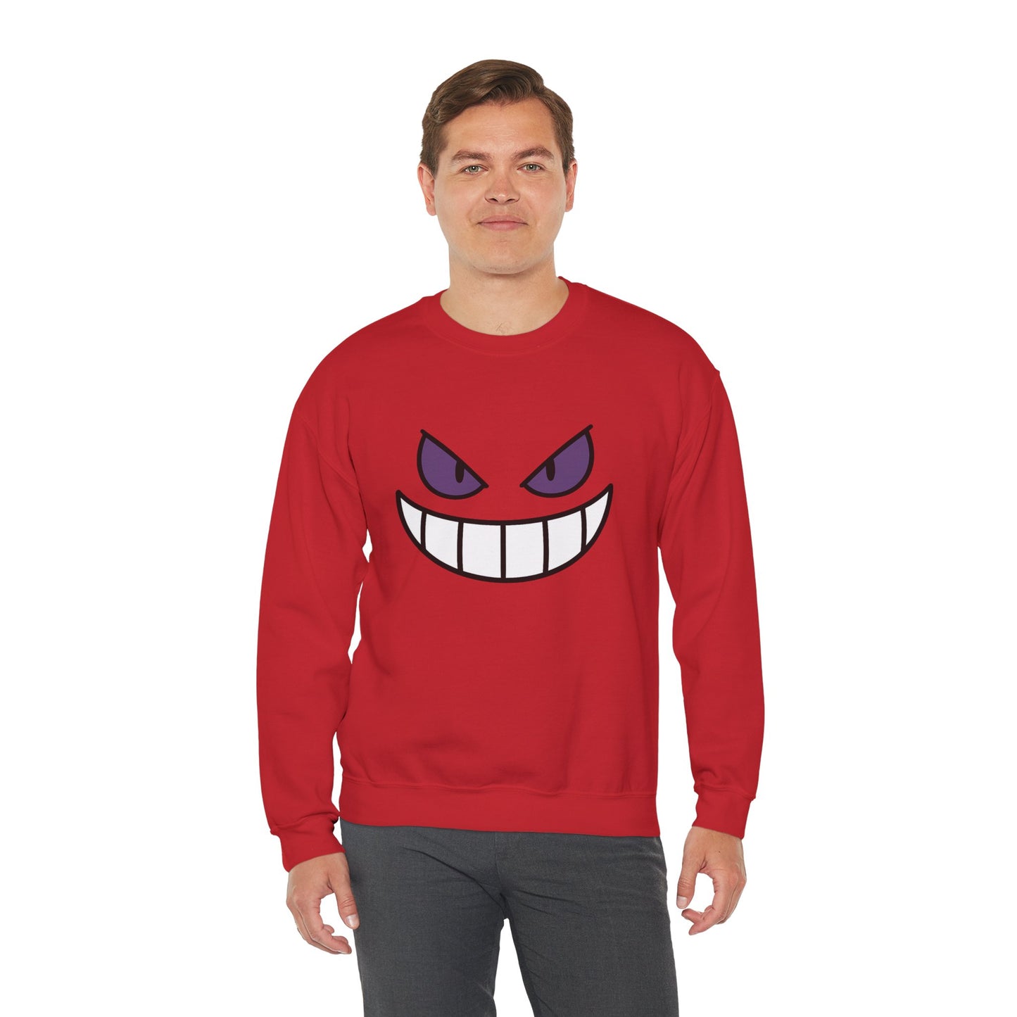 Sinister Grin Sweatshirt, Creepy Smile Crewneck, Dark Cartoon Face Sweatshirt, Halloween Gothic Sweatshirt, Spooky Grin Pullover