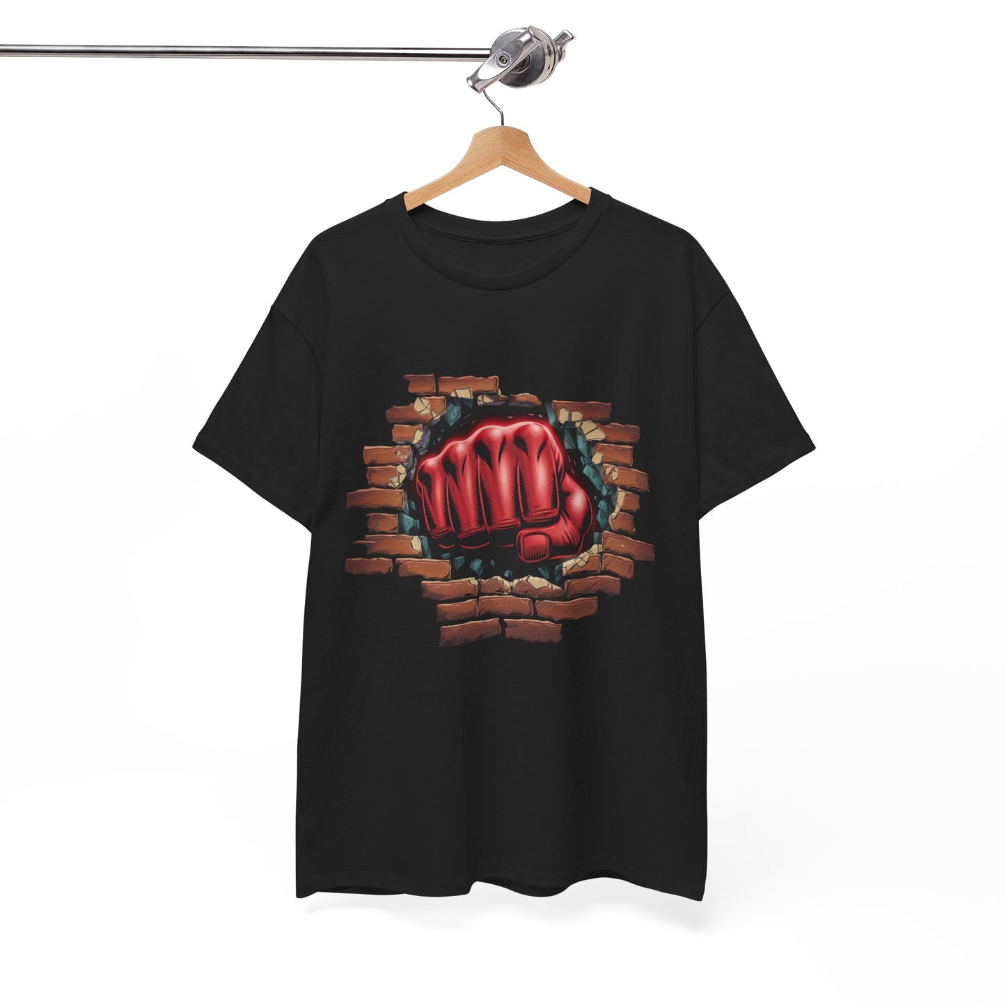 Impact Fist Graphic T-Shirt – Punch Through Brick Wall Design | Bold Streetwear Tee for Fighters, Gym & Edge-Lovers