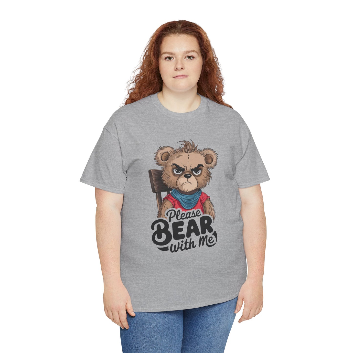 Grumpy Bear Graphic Tee – Please Bear With Me Shirt – Funny Animal T‑shirt – Sarcastic Humor Gift – Cute Bear Meme Art Tee