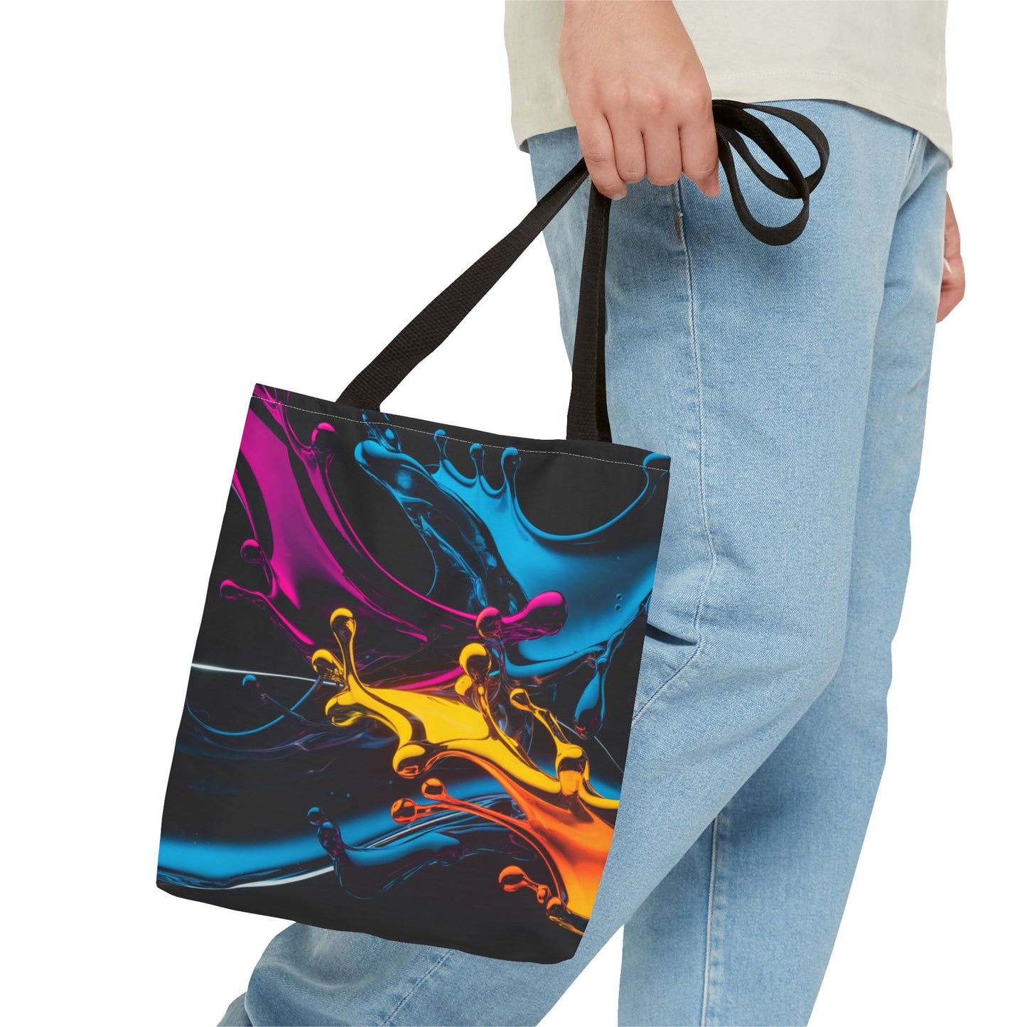 Abstract Neon Splash Tote Bag, Vibrant Colorful Art Bag, Reusable Shopping Bag, Modern Everyday Carryall, Bright Aesthetic Gift For Her
