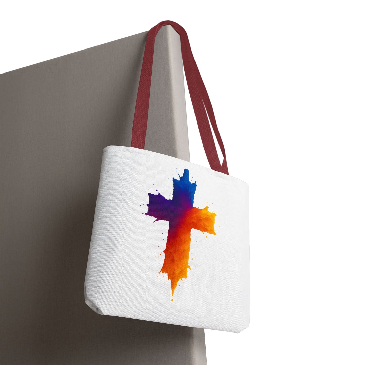 Watercolor Cross Tote Bag, Faith Tote, Christian Gift Bag, Religious Art Shoulder Bag, Inspirational Everyday Carry, Spiritual Cross Design Tote