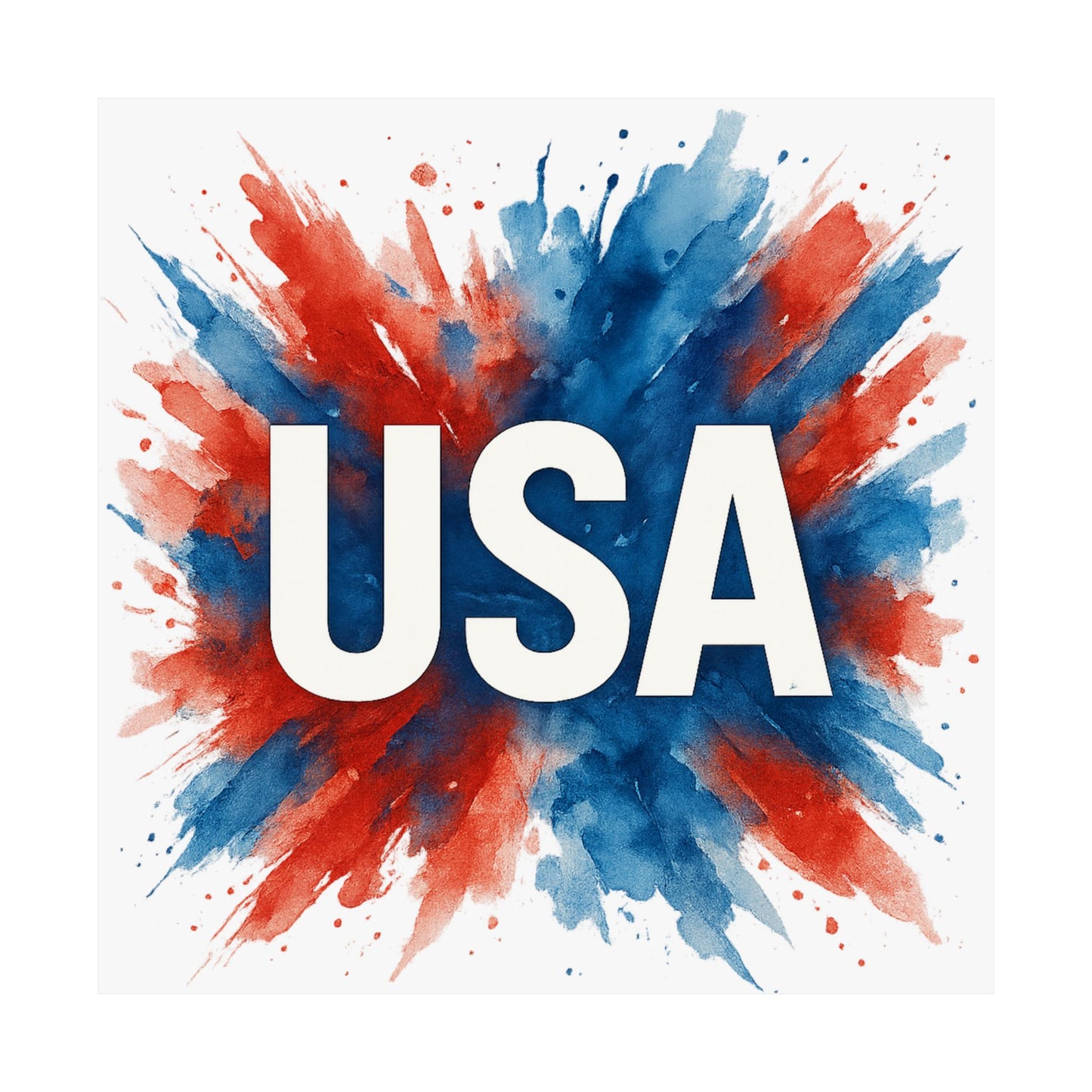 USA Watercolor Poster - Patriotic Red White and Blue Wall Art, 4th of July Decor, Ready-to-Frame American Pride Print