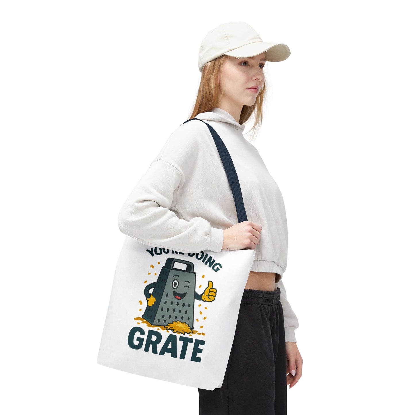 Funny Cheese Pun Tote Bag – “You’re Doing Grate” Grocery Bag | Cute Gift for Coworkers, Teachers, Food Lovers & Everyday Motivation
