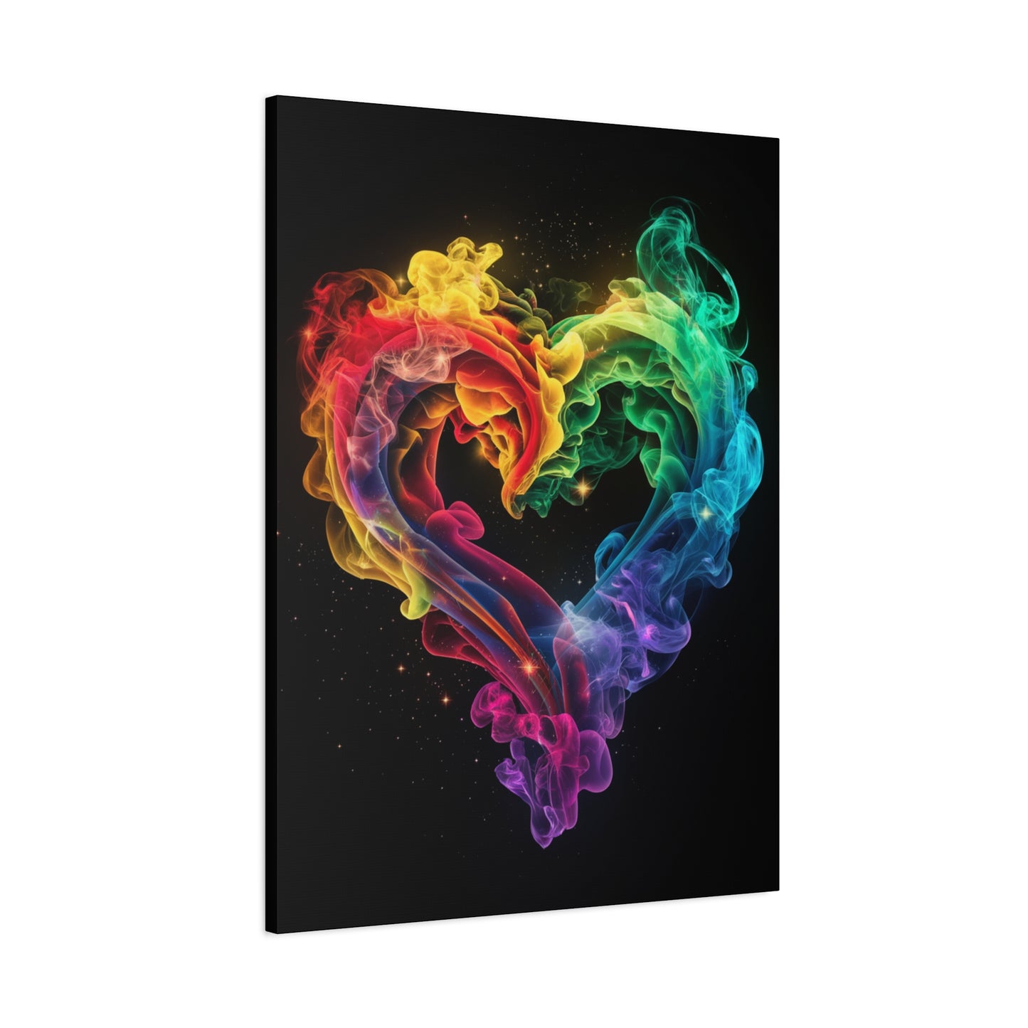 Canvas Art Print - Colorful Smoke Heart Design