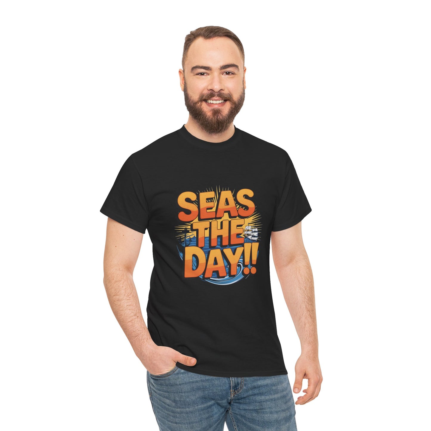 Seas The Day!! Tee • Ocean Pun Graphic Shirt • Comfort Colors Unisex Beachy Vibes • Nautical Aesthetic • Gift for Sea Lovers & Summer Vacays