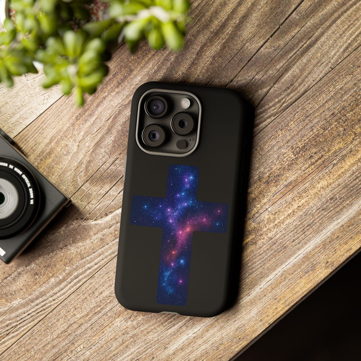 iPhone Case - Galactic Cross design Christian Phone Case Spiritual iPhone Accessory Religious Case Gift for Believers