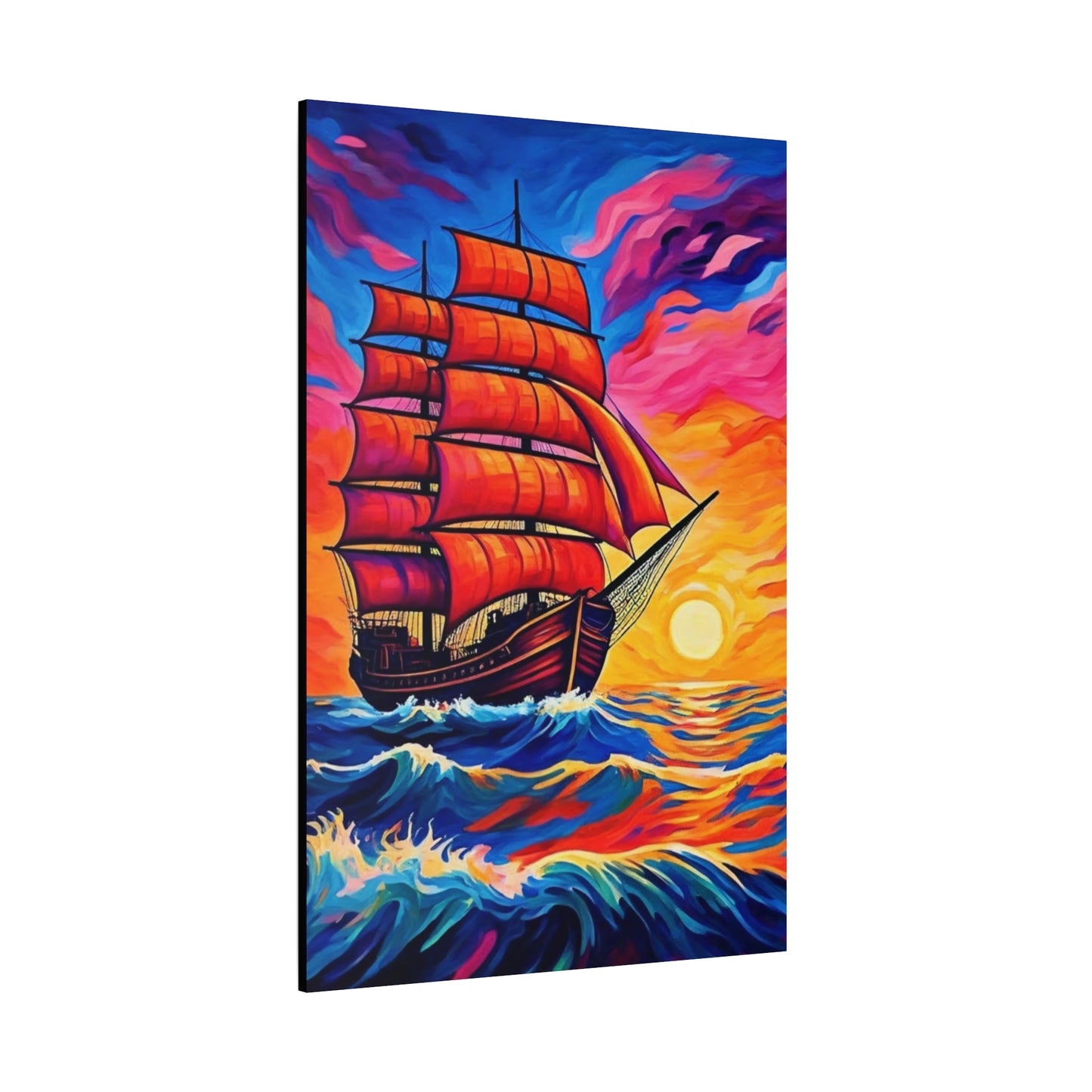 Canvas Art - Ship Sailing at Sunset