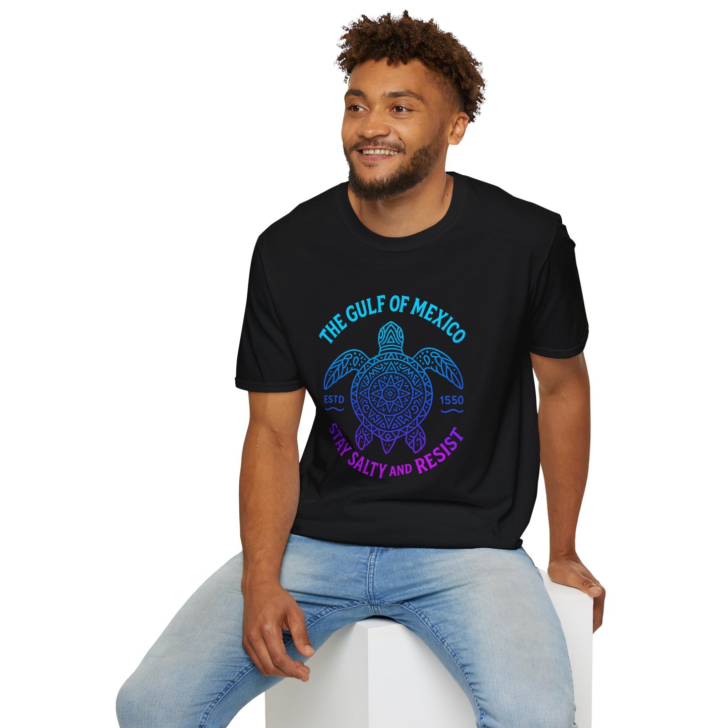 Neon Line Y2K Gulf of Mexico Sea Turtle Tee - Retro 2000s Rave Shell Shirt - Vaporwave Festival Techwear T-Shirt - Ocean Neon Streetwear
