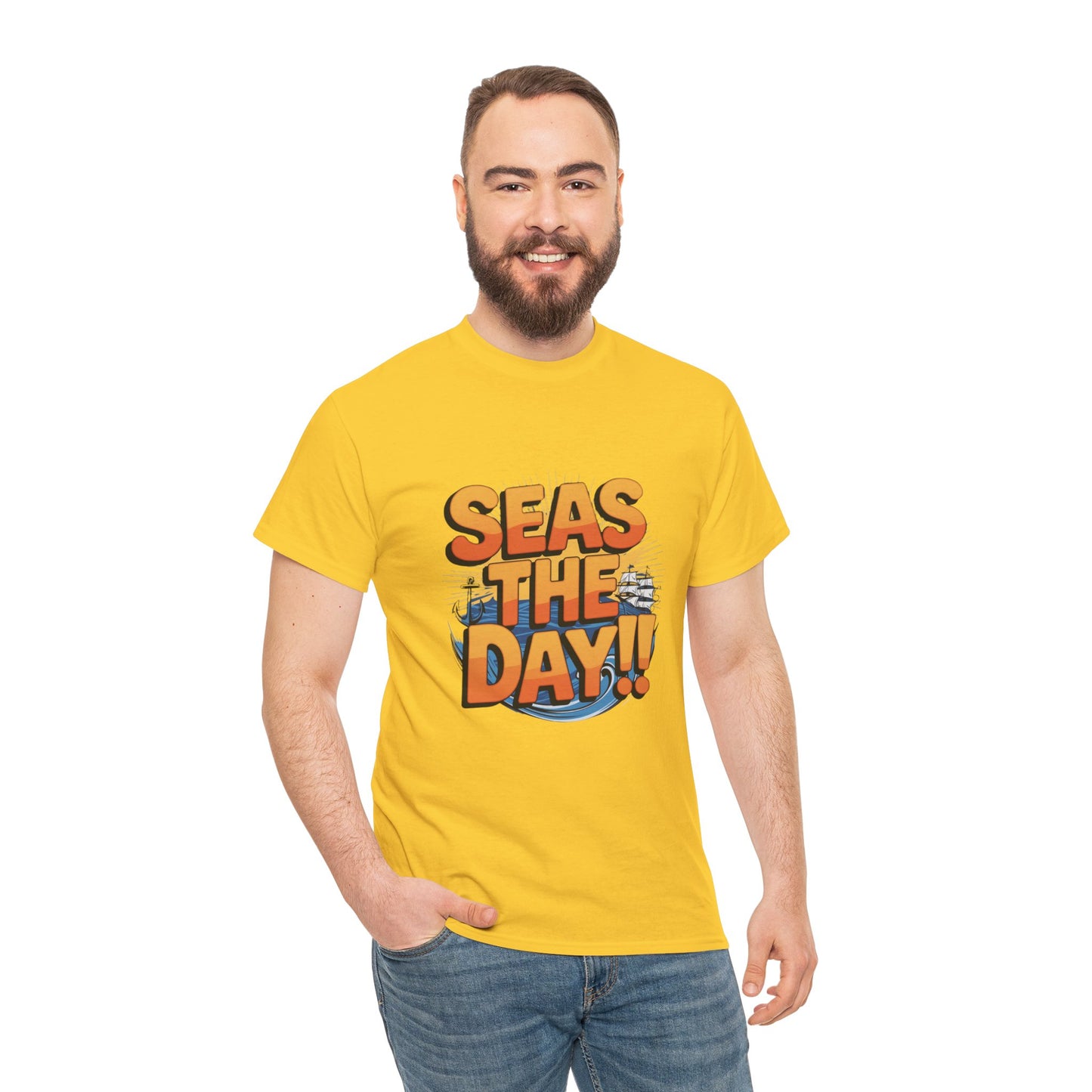 Seas The Day!! Tee • Ocean Pun Graphic Shirt • Comfort Colors Unisex Beachy Vibes • Nautical Aesthetic • Gift for Sea Lovers & Summer Vacays