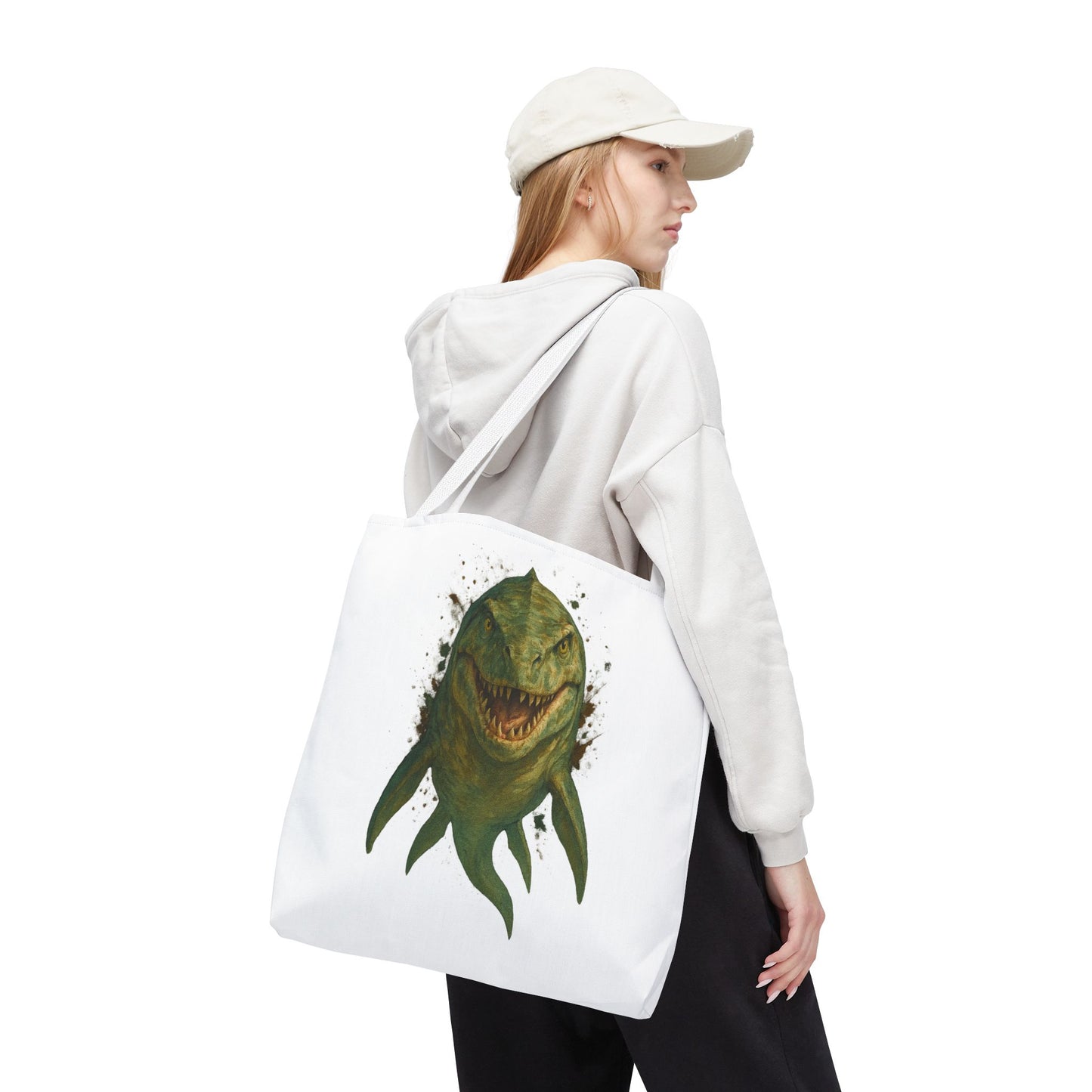 Watercolor Mosasaurus Tote Bag - Prehistoric Sea Monster Art, Dinosaur Ocean Reptile Gift, Eco Canvas Bag for Dino and Marine Fans