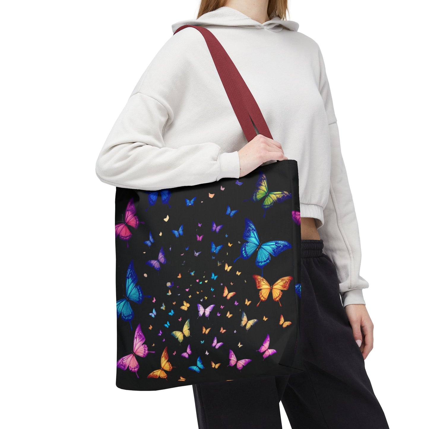 Butterfly Swarm Tote Bag – Colorful Rainbow Butterfly Tote, Aesthetic Canvas Bag, Nature-Inspired Gift, Magical Reusable Eco Purse
