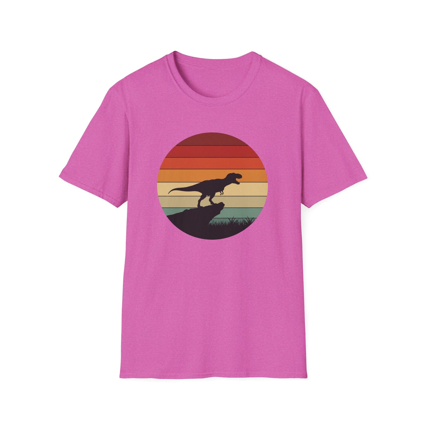 Retro T-Rex Dinosaur Shirt for Men Women - Vintage Sunset Graphic Tee - Unisex Jurassic Gift Idea Funny Casual Dino T-Shirt