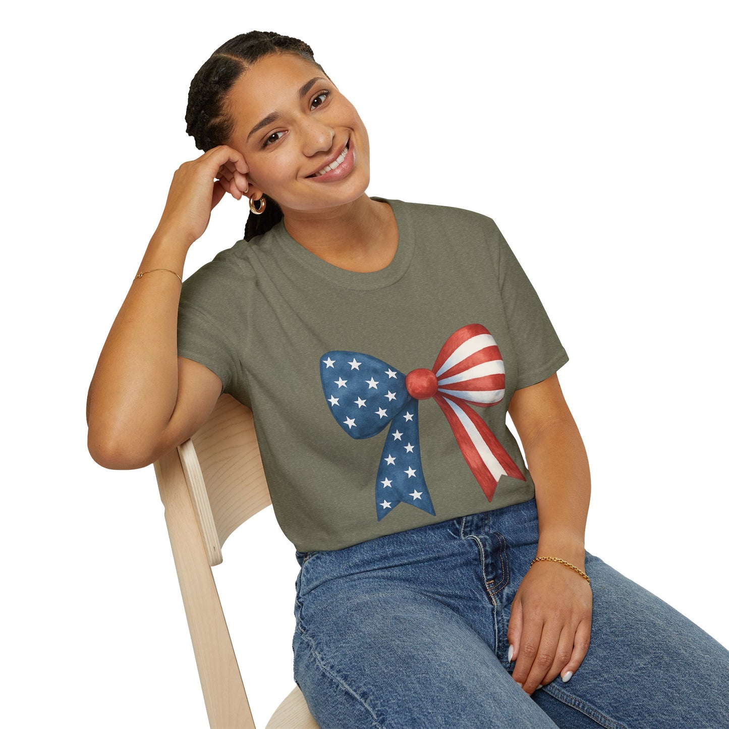 Patriotic Bow USA T-Shirt | 4th of July Shirt | American Flag Bow Tee | Independence Day Shirt | July 4th Graphic Tee | USA Pride Shirt