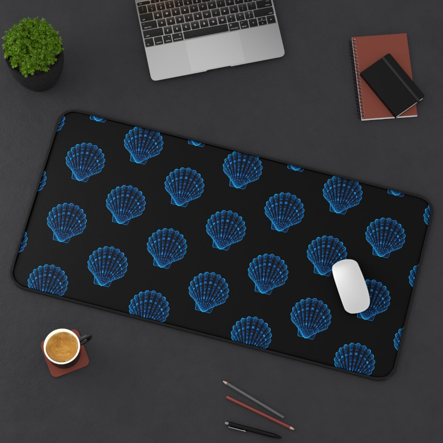 Desk Mat Bioluminescent SeaShells Mouse Pad for Ocean Lovers Nautical Decor Marine Mat