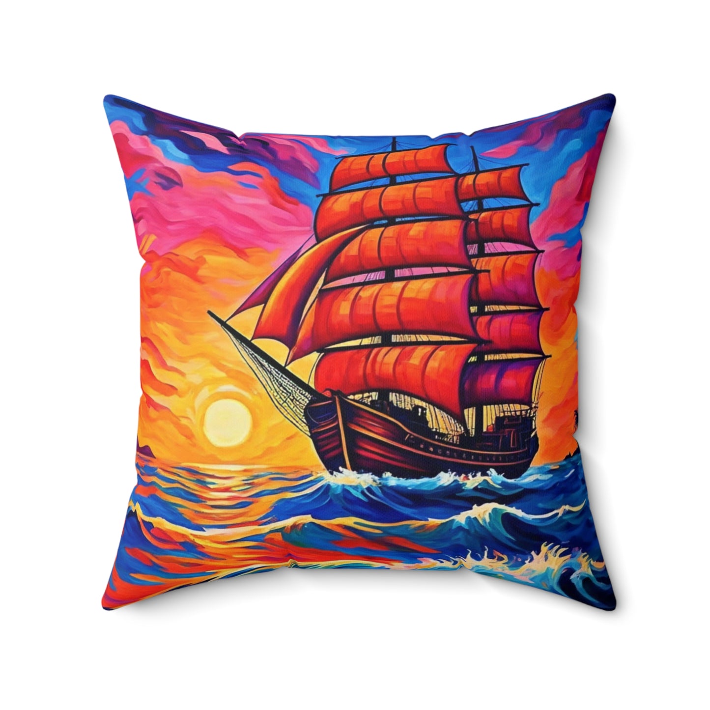 Sunset Sail Square Pillow
