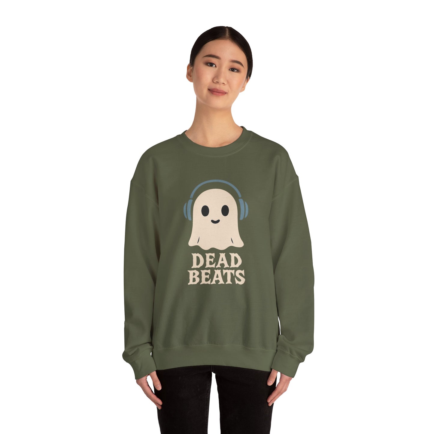 Dead Beats Ghost Sweatshirt, Funny Halloween Crewneck, Spooky Season Pullover, Music Lover Halloween Shirt, Cute Ghost Graphic Top