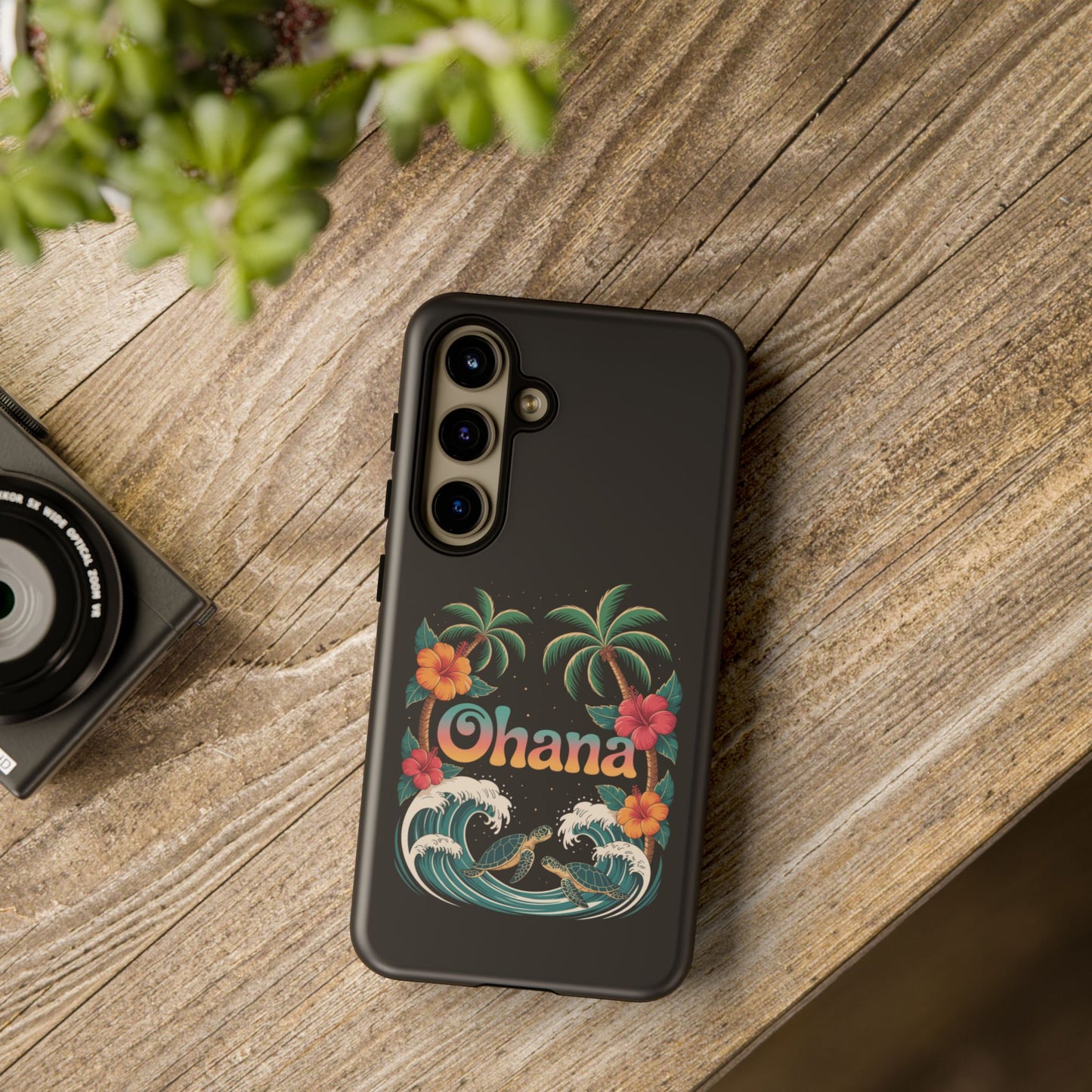 Tropical Ohana Samsung Case - Summer Beach Phone Cover - Hawaiian Palm & Hibiscus Design - Rugged & Glossy Protector for Galaxy