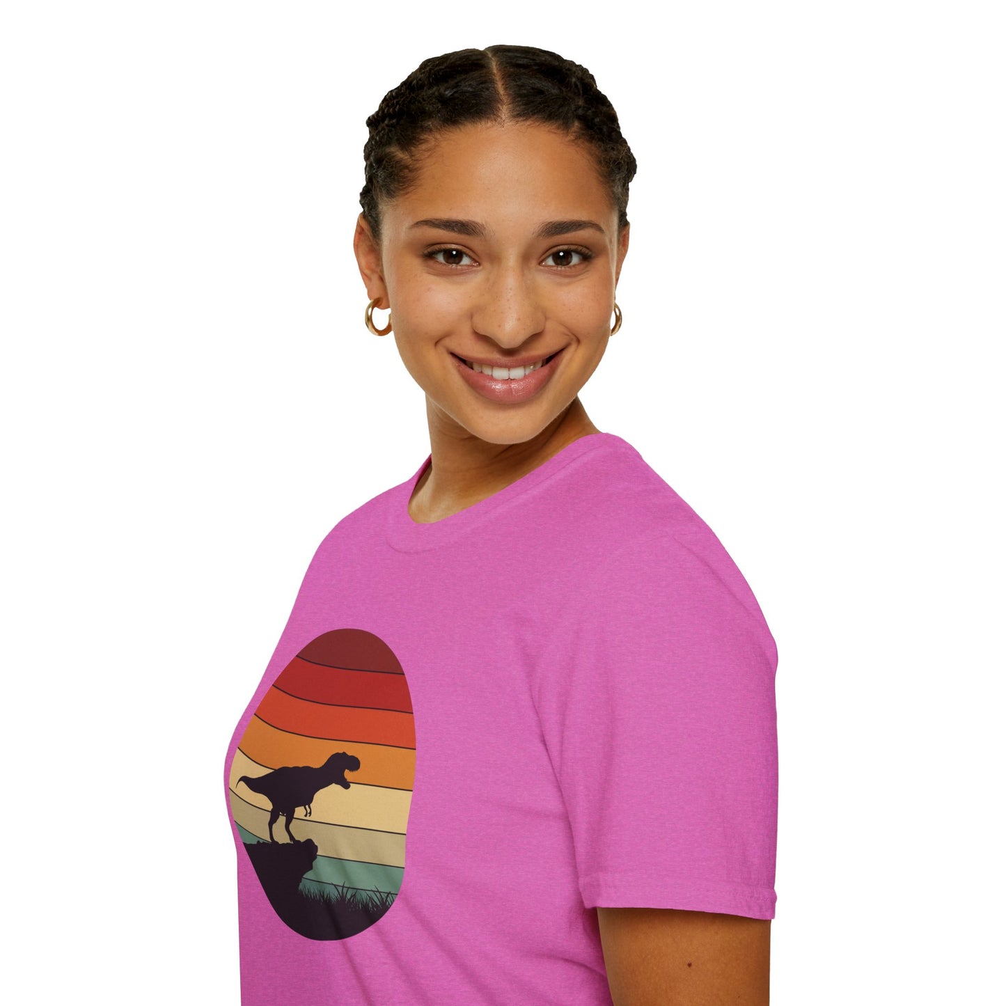 Retro T-Rex Dinosaur Shirt for Men Women - Vintage Sunset Graphic Tee - Unisex Jurassic Gift Idea Funny Casual Dino T-Shirt