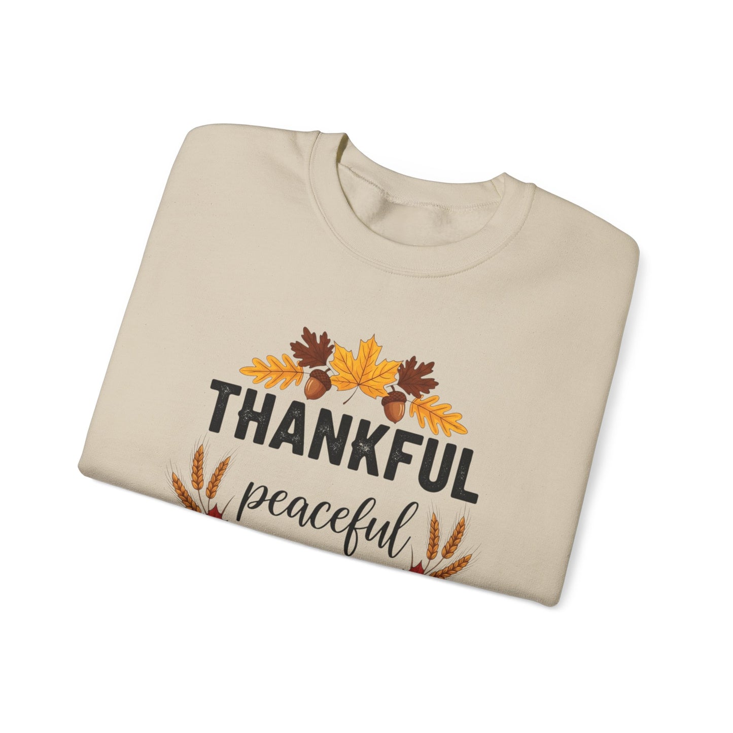 Thankful Peaceful Fall Sweatshirt, Autumn Pumpkin Crewneck, Thanksgiving Sweater, Cozy Seasonal Pullover, Gratitude Gift For Women Men