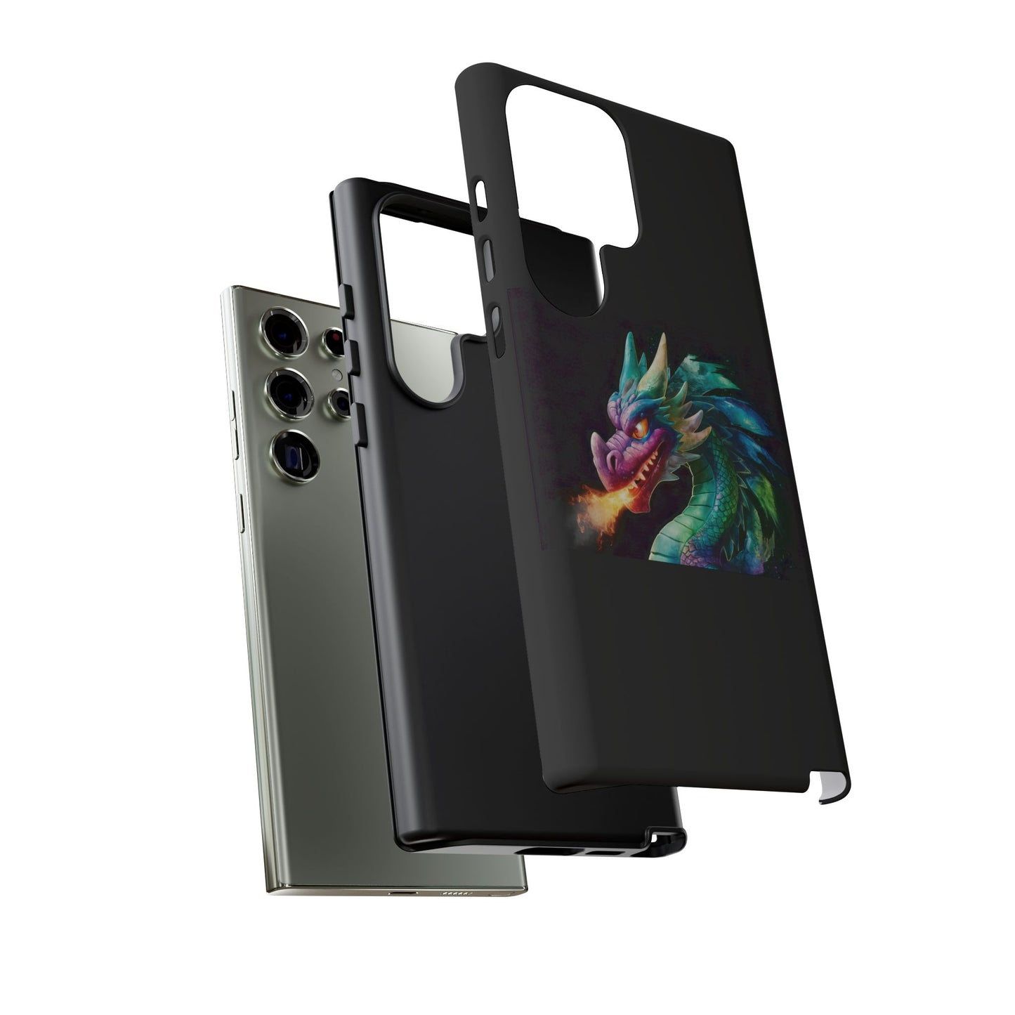 Fire-Breathing Dragon Samsung Case - Tough Fantasy Art Cover - Dark Academia Aesthetic Geek Gift for Galaxy S23/S24/S25/Ultra