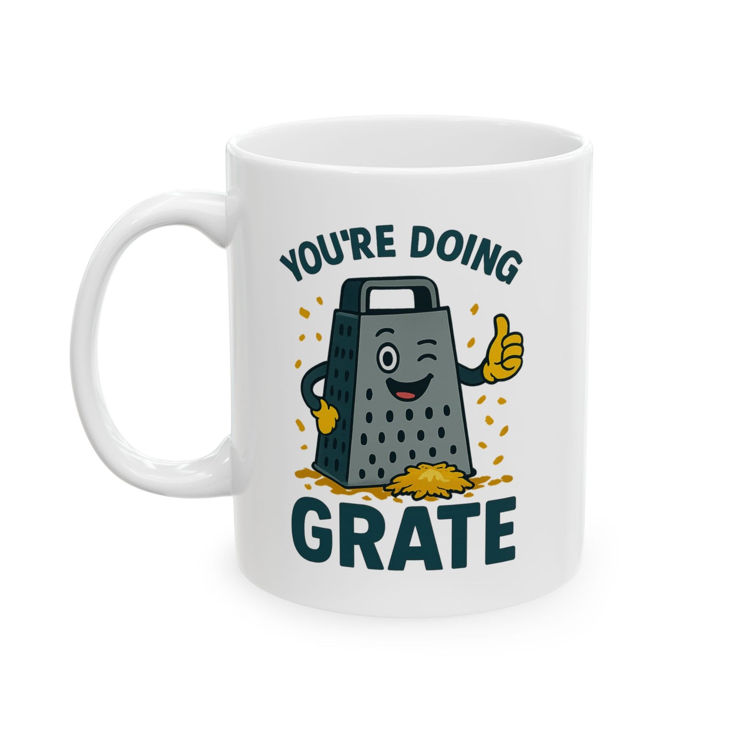 You’re Doing Grate Funny Pun Mug – Cheesy Kitchen Coffee Cup, Positive Encouragement Gift for Coworkers, Friends & Teachers